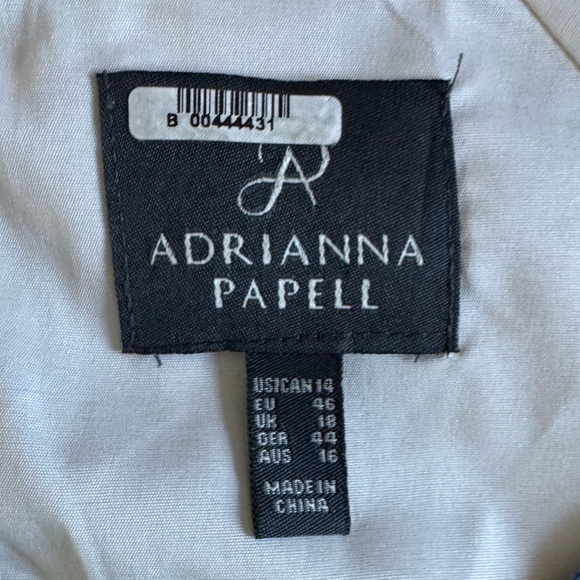 Adrianna Papell Sleeveless Midi Sheath Dress Blue Lime Green Ikat Print Size 14 - Picture 4 of 9